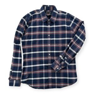 Thomas Payne Shirt Mens XL Button Up Blue Plaid Collared Long Sleeve Extra Large